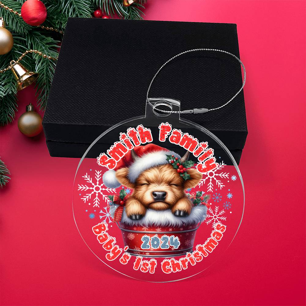 Baby's 1st Christmas Highland cow-A unique keepsake with our Personalized Acrylic Ornament,Christmas,Gift 36 - Essential Home Zone Essential Home Zone Ornaments Baby's 1st Christmas Highland cow-A unique keepsake with our Personalized Acrylic Ornament,Christmas,Gift 36