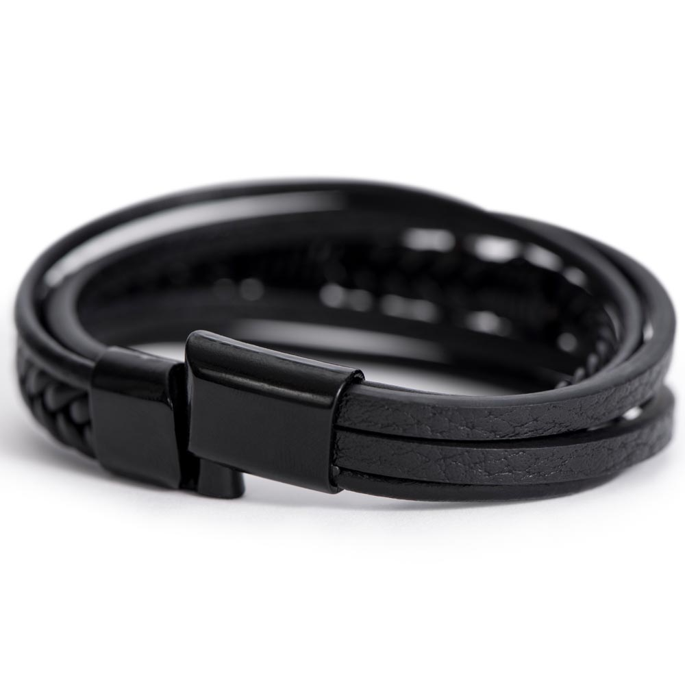 Men's Cross Leather Bracelet-Son Religous