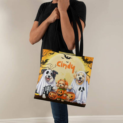 Halloween Dogs-Custom Name Halloween Trick or Treat Bag,Kids Halloween Candy Sack,Personalized Halloween Bag,Halloween Canvas Tote for Boy/Girl 32 - Essential Home Zone Essential Home Zone 16" x 16" / Black Tote Bags Halloween Dogs-Custom Name Halloween Trick or Treat Bag,Kids Halloween Candy Sack,Personalized Halloween Bag,Halloween Canvas Tote for Boy/Girl 32