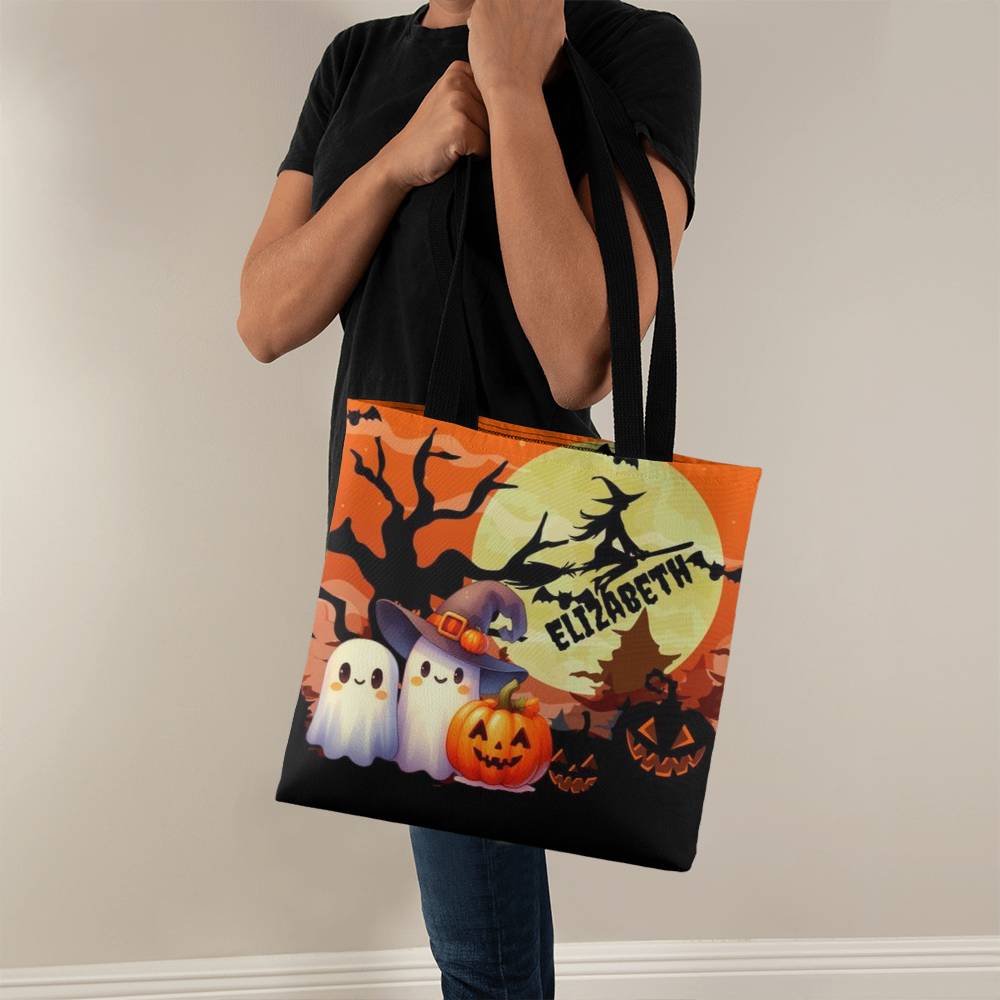 Friendly Ghosts-Custom Name Halloween Trick or Treat Bag,Kids Halloween Candy Sack,Personalized Halloween Bag,Halloween Canvas Tote for Boy/Girl 31 - Essential Home Zone Essential Home Zone 16" x 16" / Black Tote Bags Friendly Ghosts-Custom Name Halloween Trick or Treat Bag,Kids Halloween Candy Sack,Personalized Halloween Bag,Halloween Canvas Tote for Boy/Girl 31