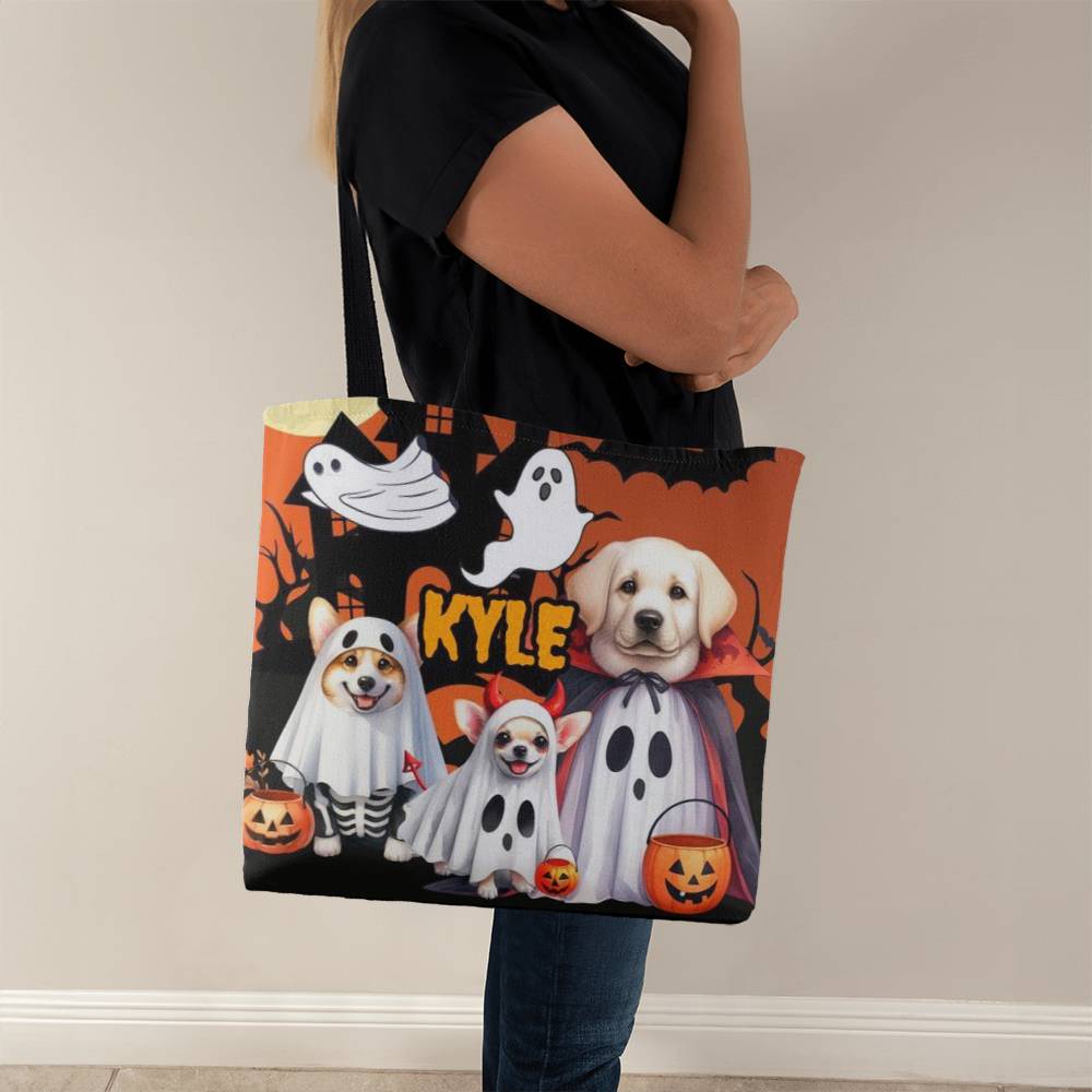 Halloween Dogs--Custom Name Halloween Trick or Treat Bag,Kids Halloween Candy Sack,Personalized Halloween Bag,Halloween Canvas Tote for Boy/Girl 21 - Essential Home Zone Essential Home Zone 18" x 18" / Black Tote Bags Halloween Dogs--Custom Name Halloween Trick or Treat Bag,Kids Halloween Candy Sack,Personalized Halloween Bag,Halloween Canvas Tote for Boy/Girl 21