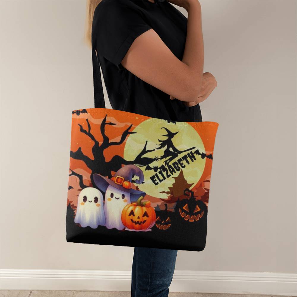 Friendly Ghosts-Custom Name Halloween Trick or Treat Bag,Kids Halloween Candy Sack,Personalized Halloween Bag,Halloween Canvas Tote for Boy/Girl 31 - Essential Home Zone Essential Home Zone 18" x 18" / Black Tote Bags Friendly Ghosts-Custom Name Halloween Trick or Treat Bag,Kids Halloween Candy Sack,Personalized Halloween Bag,Halloween Canvas Tote for Boy/Girl 31