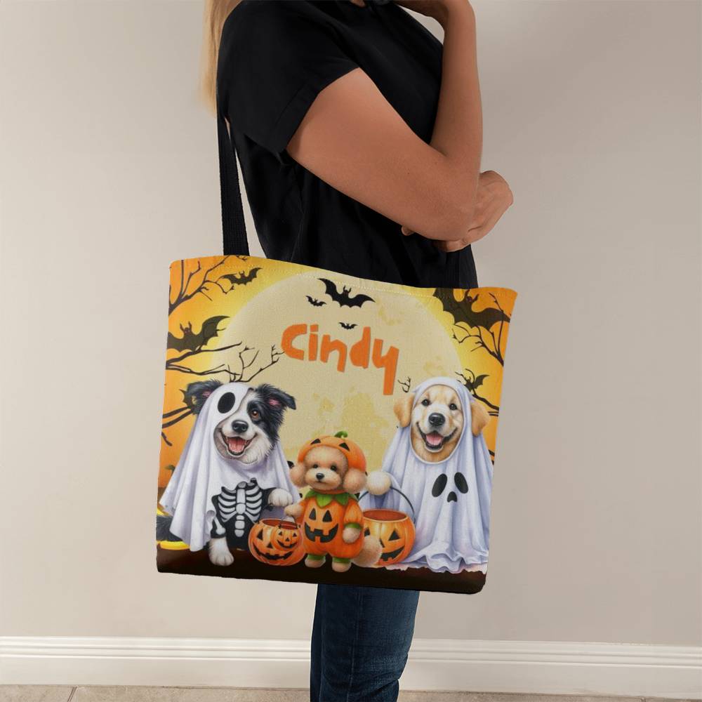 Halloween Dogs-Custom Name Halloween Trick or Treat Bag,Kids Halloween Candy Sack,Personalized Halloween Bag,Halloween Canvas Tote for Boy/Girl 32 - Essential Home Zone Essential Home Zone 18" x 18" / Black Tote Bags Halloween Dogs-Custom Name Halloween Trick or Treat Bag,Kids Halloween Candy Sack,Personalized Halloween Bag,Halloween Canvas Tote for Boy/Girl 32