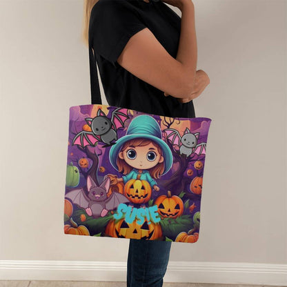 Little Girl-Custom Name Halloween Trick or Treat Bag,Kids Halloween Candy Sack,Personalized Halloween Bag,Halloween Canvas Tote for Boy/Girl 20 - Essential Home Zone Essential Home Zone 18" x 18" / Black Tote Bags Little Girl-Custom Name Halloween Trick or Treat Bag,Kids Halloween Candy Sack,Personalized Halloween Bag,Halloween Canvas Tote for Boy/Girl 20