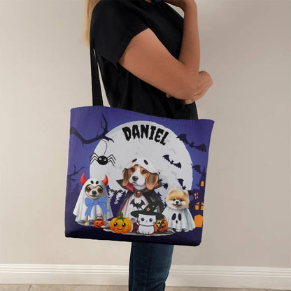 Halloween Dogs-Custom Name Halloween Trick or Treat Bag,Kids Halloween Candy Sack,Personalized Halloween Bag,Halloween Canvas Tote for Boy/Girl 29 - Essential Home Zone Essential Home Zone 18" x 18" / Black Tote Bags Halloween Dogs-Custom Name Halloween Trick or Treat Bag,Kids Halloween Candy Sack,Personalized Halloween Bag,Halloween Canvas Tote for Boy/Girl 29