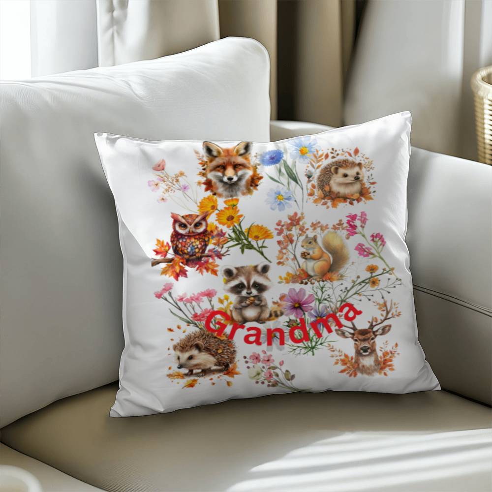 Wild Flowers with Woodland animals-Gift for Grandma-Personalized this sleek and functional Pillow Cover that brings both style and convenience to your indoor home decor 12