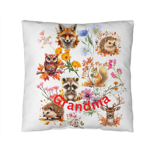 Wild Flowers with Woodland animals-Gift for Grandma-Personalized this sleek and functional Pillow Cover that brings both style and convenience to your indoor home decor 12