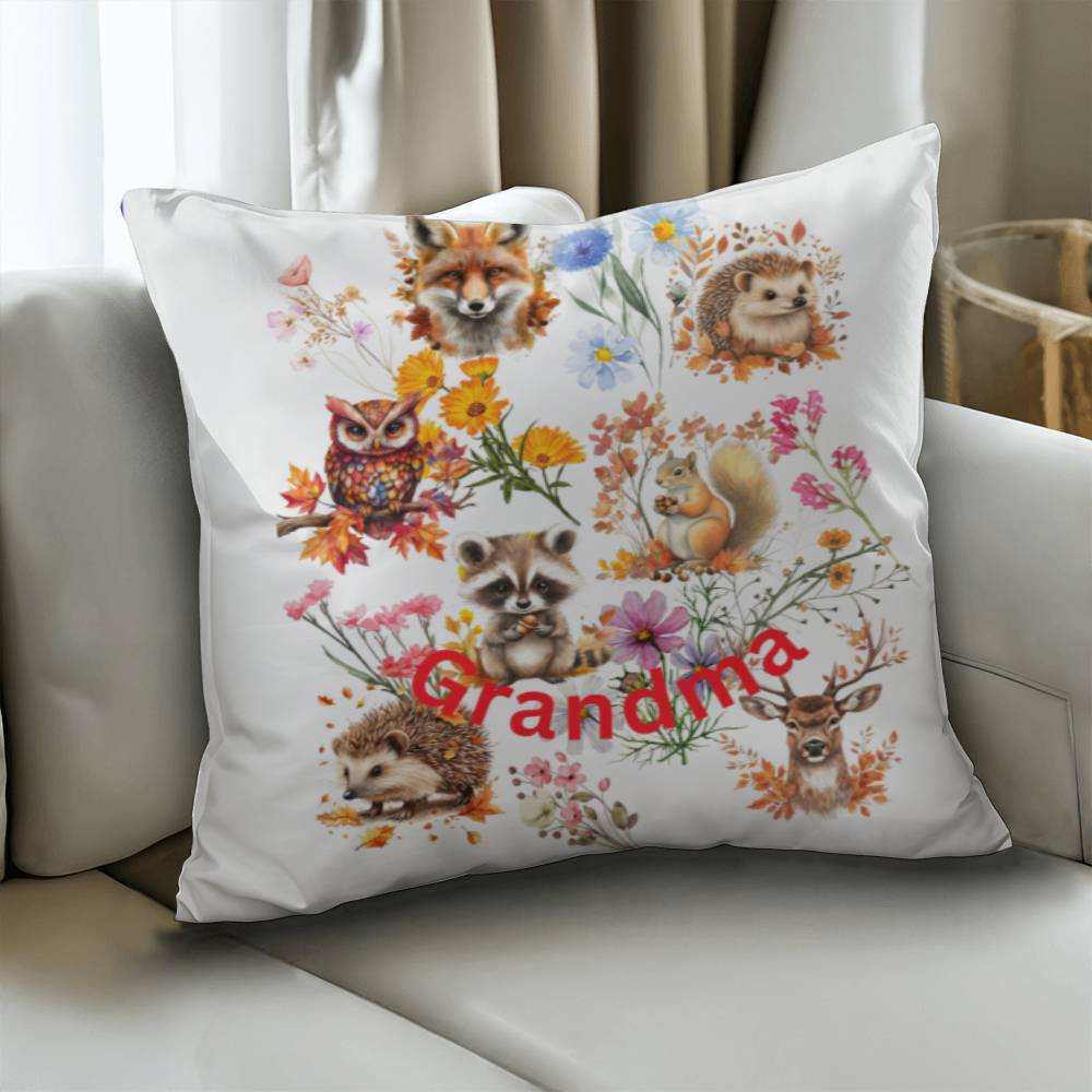 Wild Flowers with Woodland animals-Gift for Grandma-Personalized this sleek and functional Pillow Cover that brings both style and convenience to your indoor home decor 12