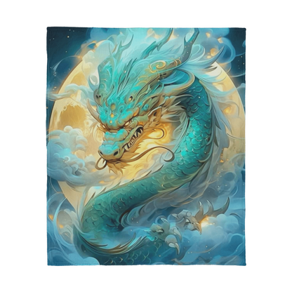 Green Blue Dragon-Jersey Fleece Blanket 3