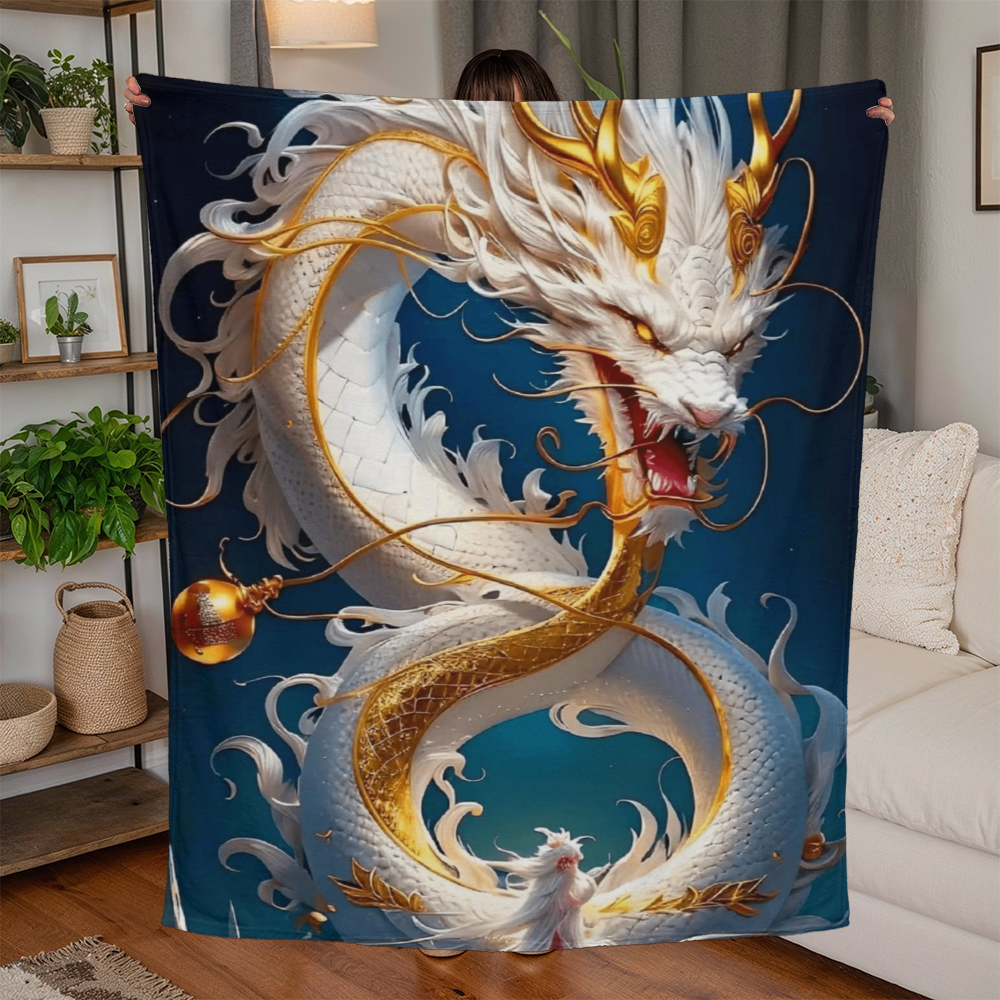 Personal-White Dragon-Jersey Fleece Blanket