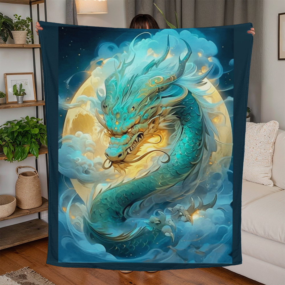 Green Dragon-Jersey Fleece Blanket 5