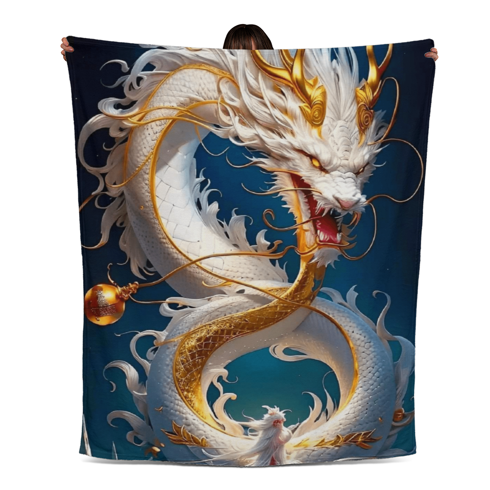 Personal-White Dragon-Jersey Fleece Blanket