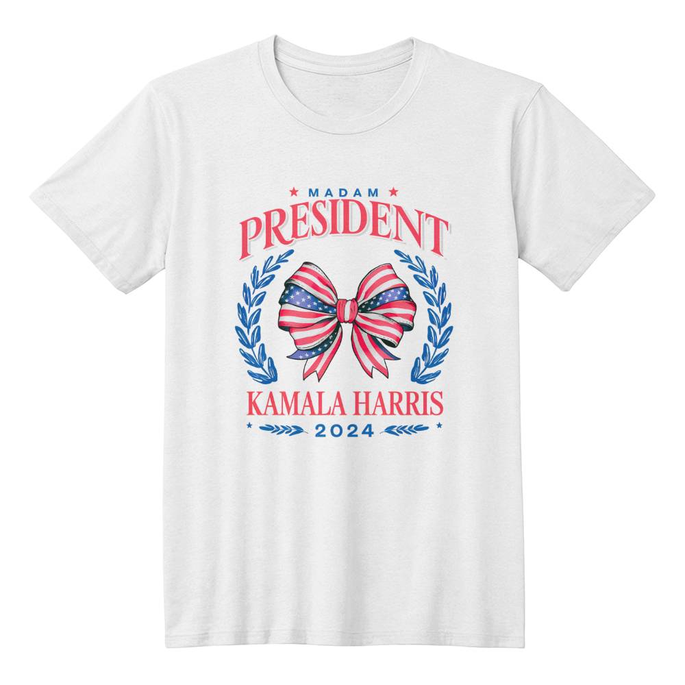 Kamala Bow-Bella + Canvas 3001 Unisex Jersey Tee,political t shirts, Kamala,Election,Vote,Democratic,Madam President,Election,Vote 131 - Essential Home Zone Essential Home Zone White / XS Clothing Kamala Bow-Bella + Canvas 3001 Unisex Jersey Tee,political t shirts, Kamala,Election,Vote,Democratic,Madam President,Election,Vote 131