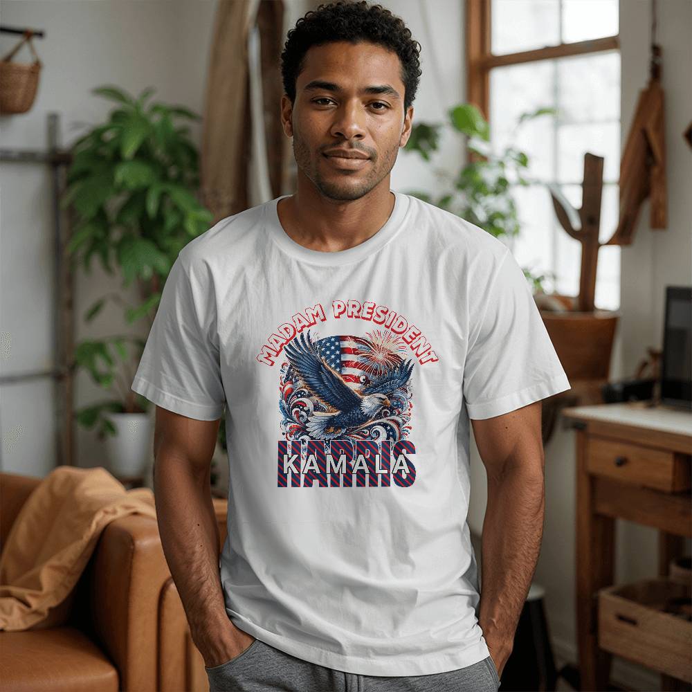 Madam President Eagle-Bella Canvas 3001 Unisex Jersey Tee,political t shirts, Kamala,Election,Vote,Democratic,Madam President,Election 133 - Essential Home Zone Essential Home Zone Clothing Madam President Eagle-Bella Canvas 3001 Unisex Jersey Tee,political t shirts, Kamala,Election,Vote,Democratic,Madam President,Election 133