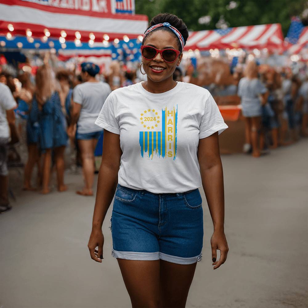 Harris vertical Flag-Bella Canvas 3001 Unisex Jersey Tee,political t shirts, Kamala,Election,Vote,Democratic,Madam President,Election 134 - Essential Home Zone Essential Home Zone Clothing Harris vertical Flag-Bella Canvas 3001 Unisex Jersey Tee,political t shirts, Kamala,Election,Vote,Democratic,Madam President,Election 134