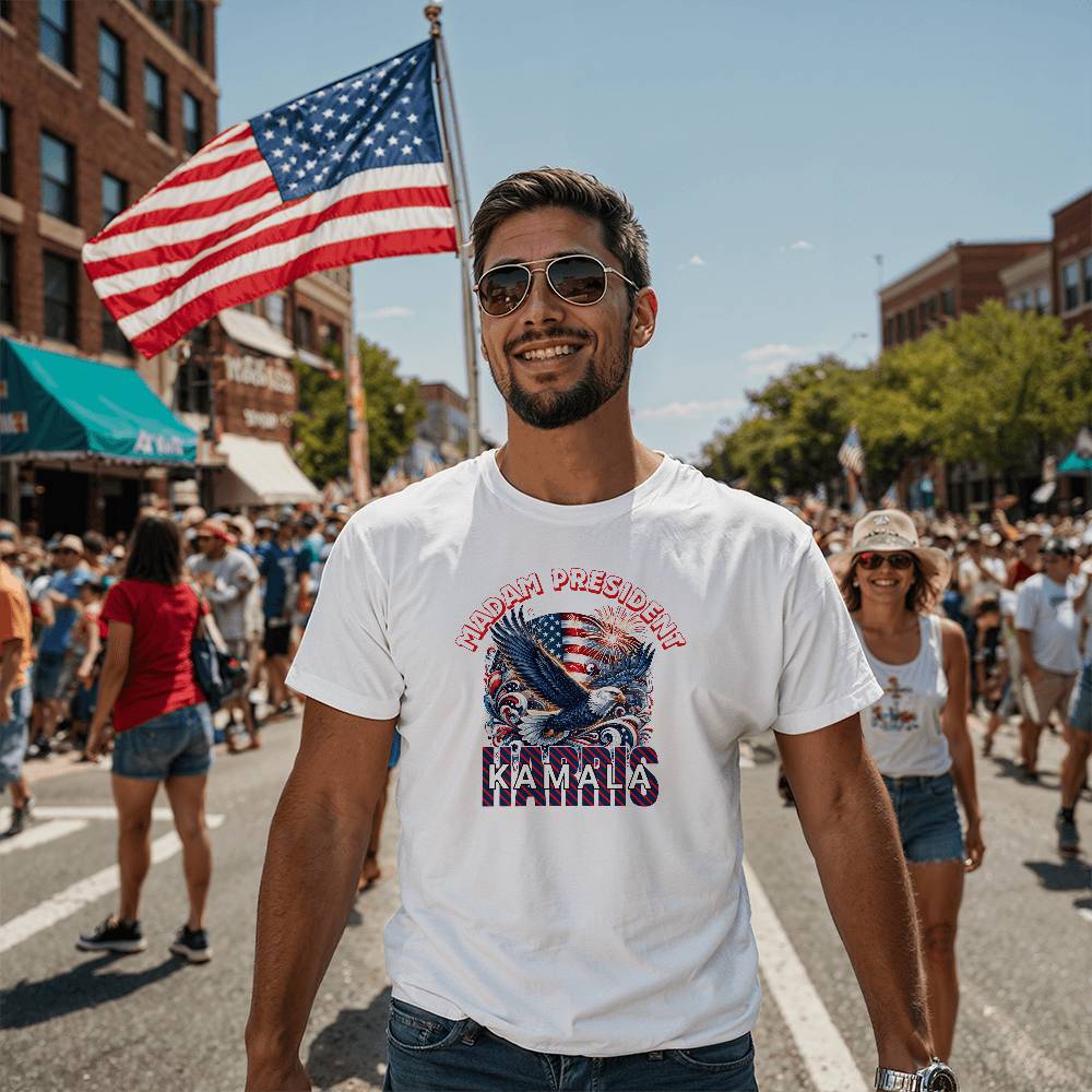 Madam President Eagle-Bella Canvas 3001 Unisex Jersey Tee,political t shirts, Kamala,Election,Vote,Democratic,Madam President,Election 133 - Essential Home Zone Essential Home Zone Clothing Madam President Eagle-Bella Canvas 3001 Unisex Jersey Tee,political t shirts, Kamala,Election,Vote,Democratic,Madam President,Election 133