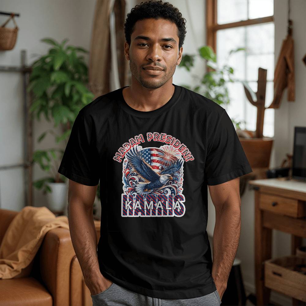 Madam President Eagle-Bella Canvas 3001 Unisex Jersey Tee,political t shirts, Kamala,Election,Vote,Democratic,Madam President,Election 133 - Essential Home Zone Essential Home Zone Clothing Madam President Eagle-Bella Canvas 3001 Unisex Jersey Tee,political t shirts, Kamala,Election,Vote,Democratic,Madam President,Election 133