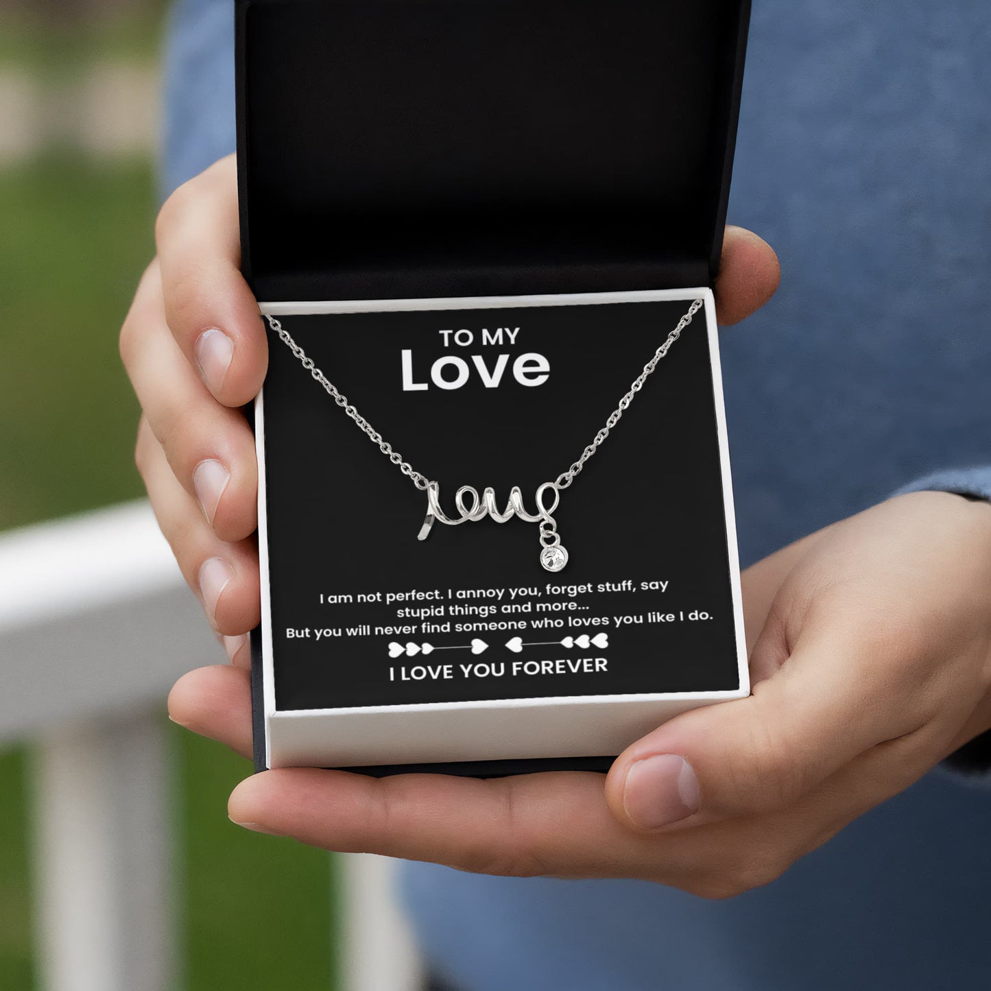 "Love" Script Necklace for her