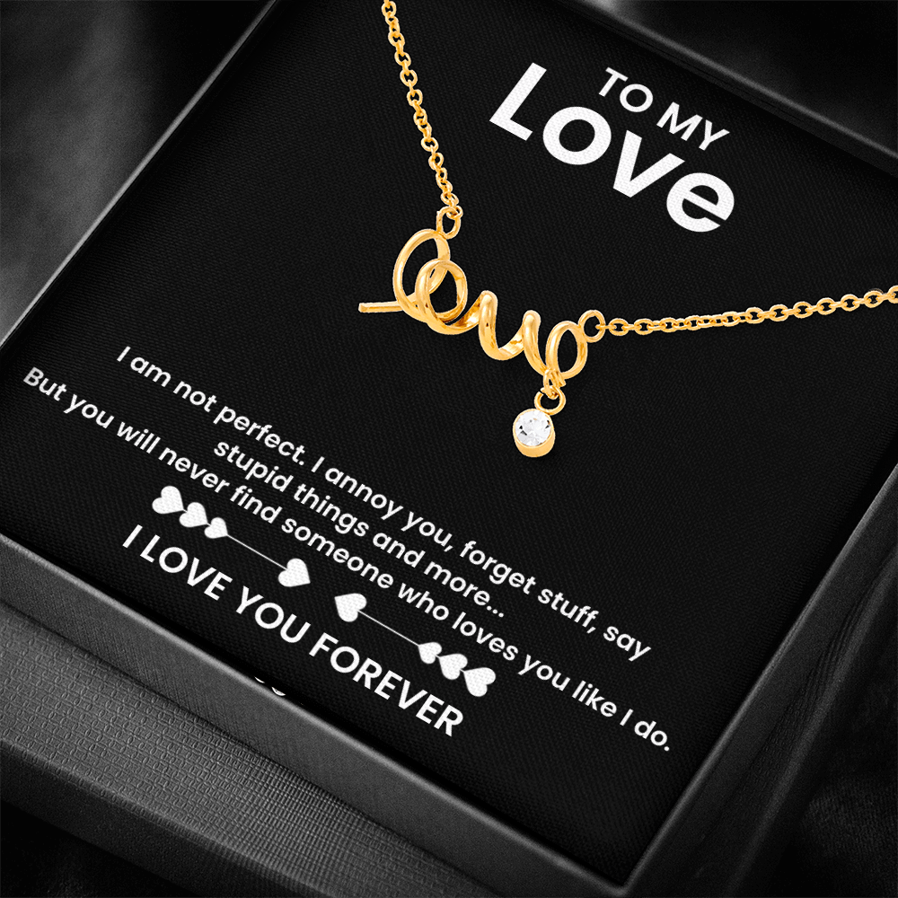 "Love" Script Necklace for her