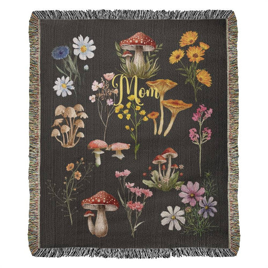 Wild Mushrooms and Flowers-A great gift for mom or any family member-Personalized this unique keepsake with our Heirloom Artwork Woven Blanket 23