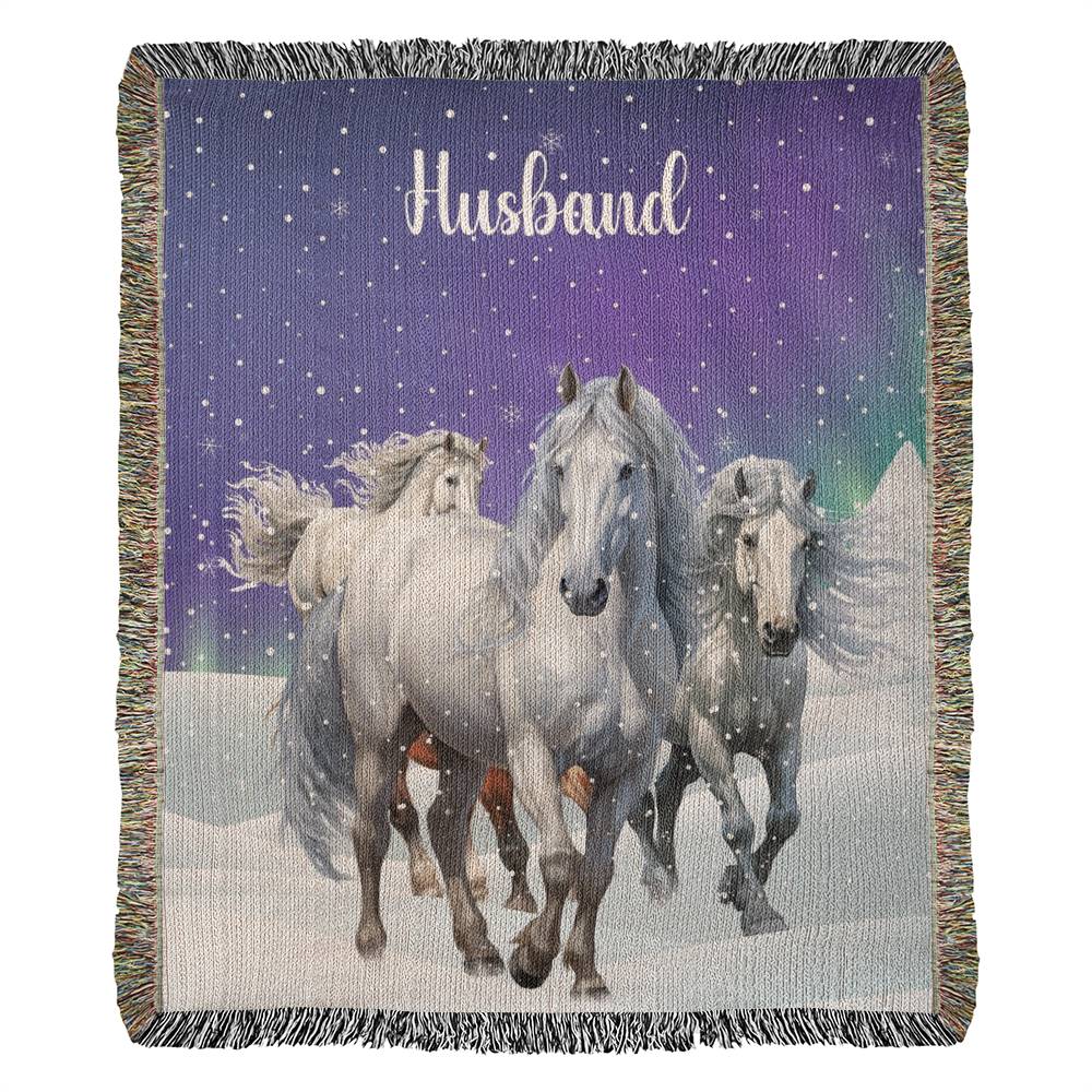 Wild Horses-A great gift for Grandma or any family member-Personalized this unique keepsake with our Heirloom Artwork Woven Blanket 47