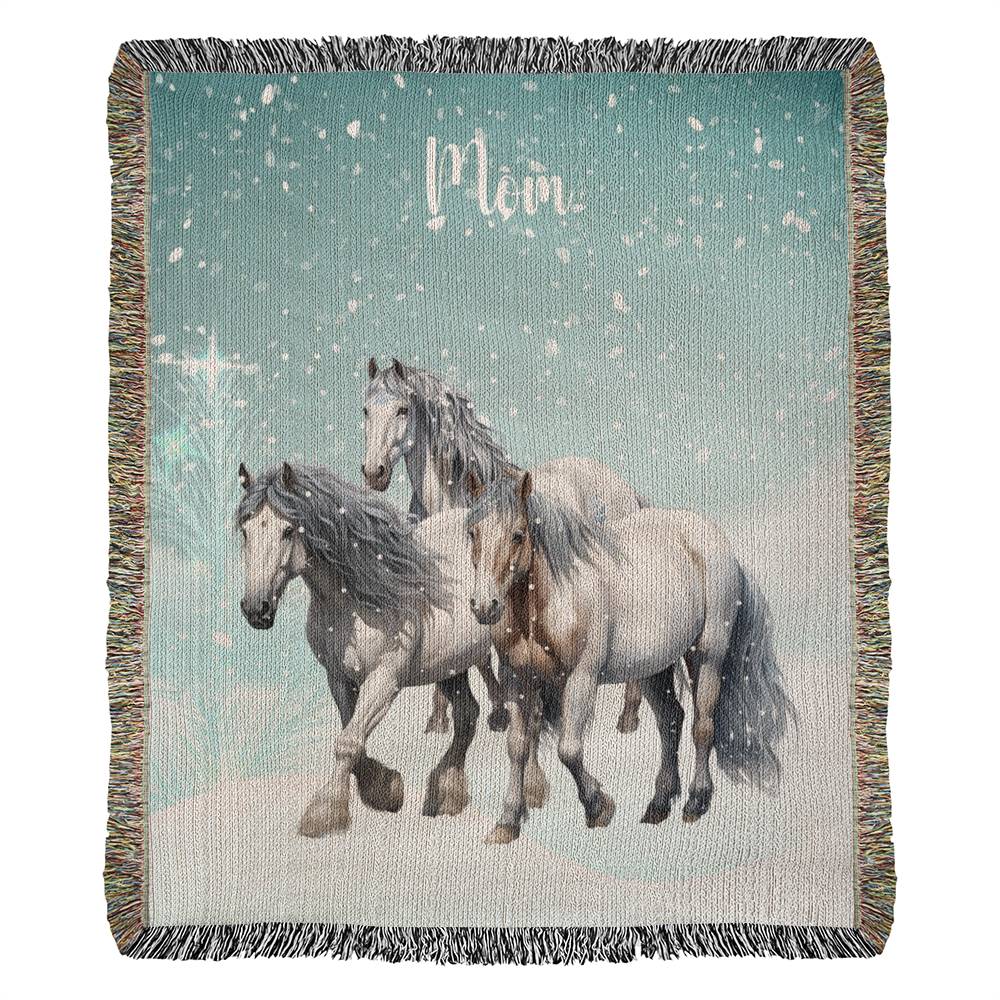 Wild Horses-A great gift for mom or any family member-Personalized this unique keepsake with our Heirloom Artwork Woven Blanket 49