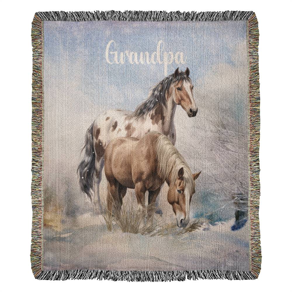 Wild Horses-A great gift for Grandpa or any family member-Personalized this unique keepsake with our Heirloom Artwork Woven Blanket 55