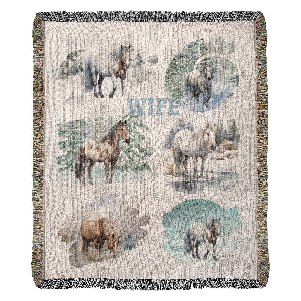 Wild Horses-A great gift for your wife or any family member-Personalized this unique keepsake with our Heirloom Artwork Woven Blanket 10