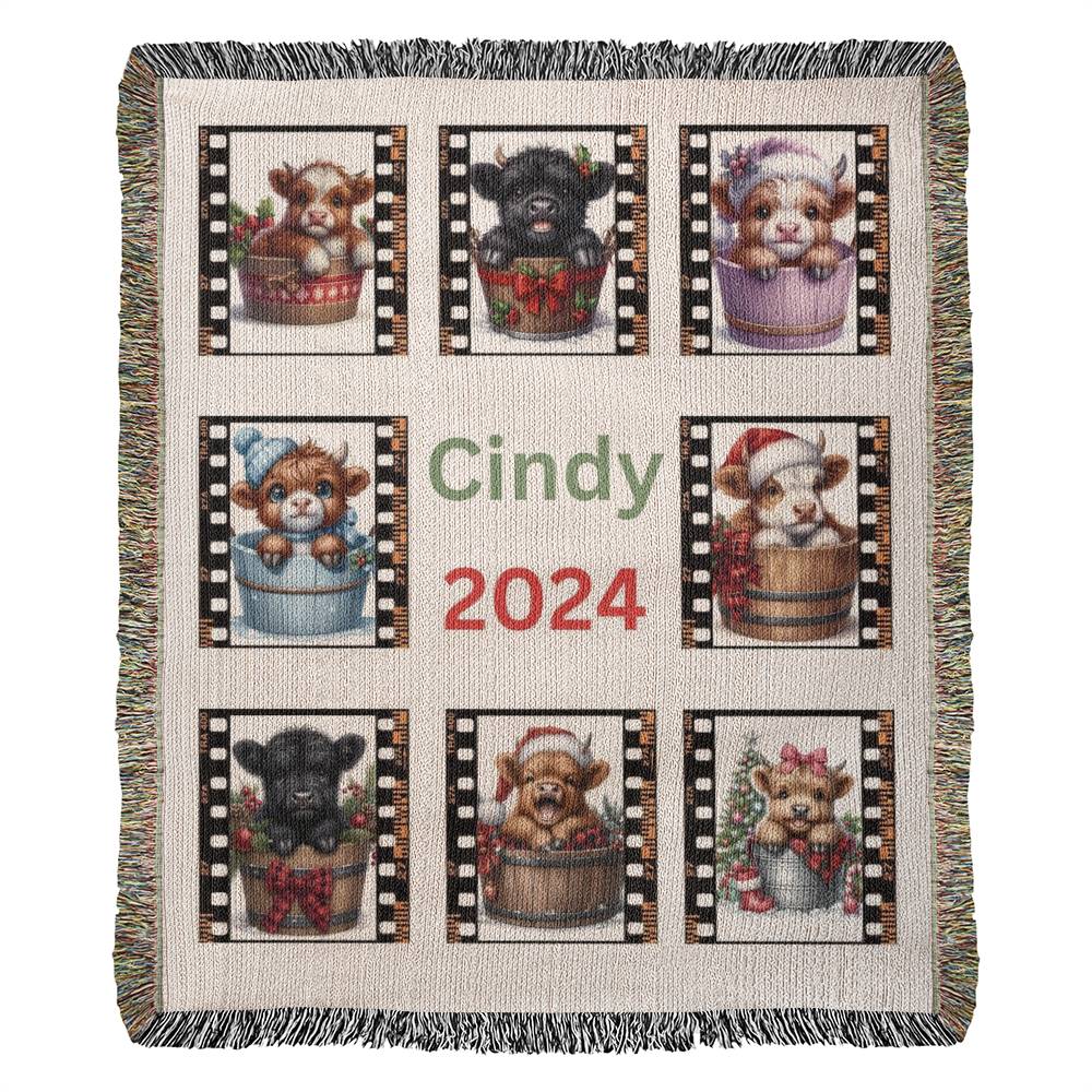 Highland Cows-A great gift for Grandma or any family member-Personalized this unique keepsake with our Heirloom Artwork Woven Blanket 19