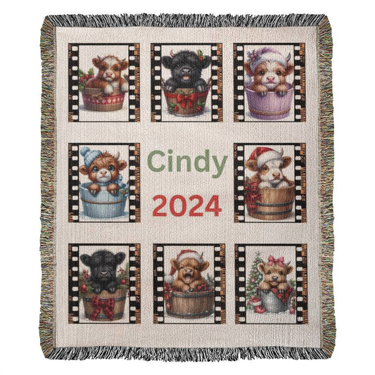 Highland Cows-A great gift for Grandma or any family member-Personalized this unique keepsake with our Heirloom Artwork Woven Blanket 19