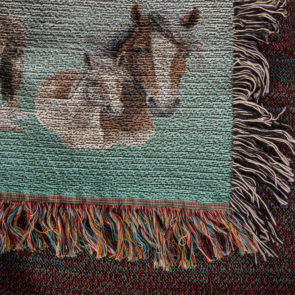 Winter Horses-A great gift for Grandpa or any family member-Personalized this unique keepsake with our Heirloom Artwork Woven Blanket 1