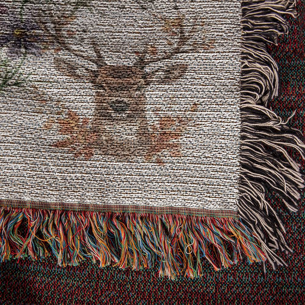 Wild Flowers and Woodland animals- A great gift for Grandma or any family member-Personalized this unique keepsake with our Heirloom Artwork Woven Blanket 25