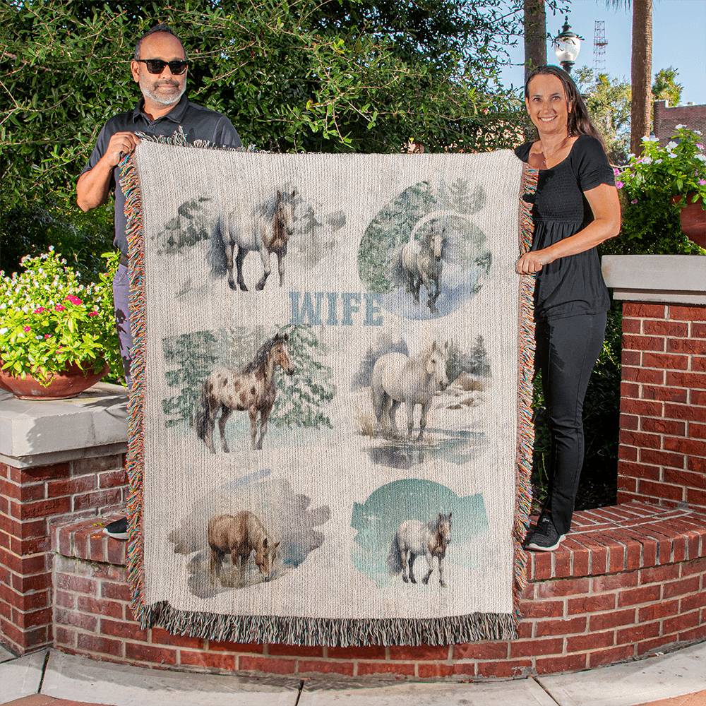 Wild Horses-A great gift for your wife or any family member-Personalized this unique keepsake with our Heirloom Artwork Woven Blanket 10