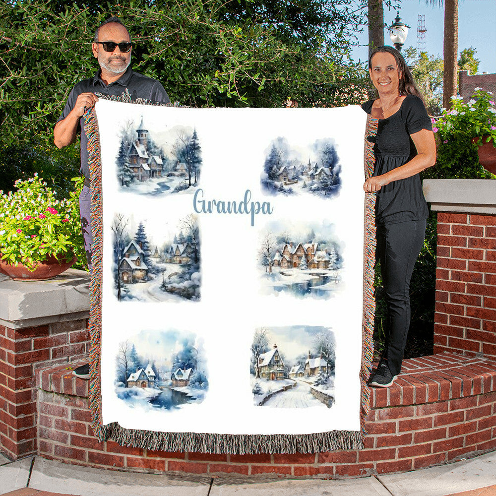 Winter Wonderland-A great gift for Grandpa or any family member-Personalized this unique keepsake with our Heirloom Artwork Woven Blanket 67