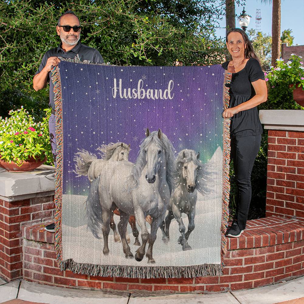 Wild Horses-A great gift for Grandma or any family member-Personalized this unique keepsake with our Heirloom Artwork Woven Blanket 47