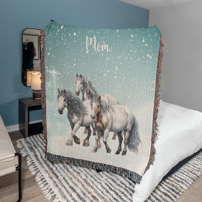 Wild Horses-A great gift for mom or any family member-Personalized this unique keepsake with our Heirloom Artwork Woven Blanket 49