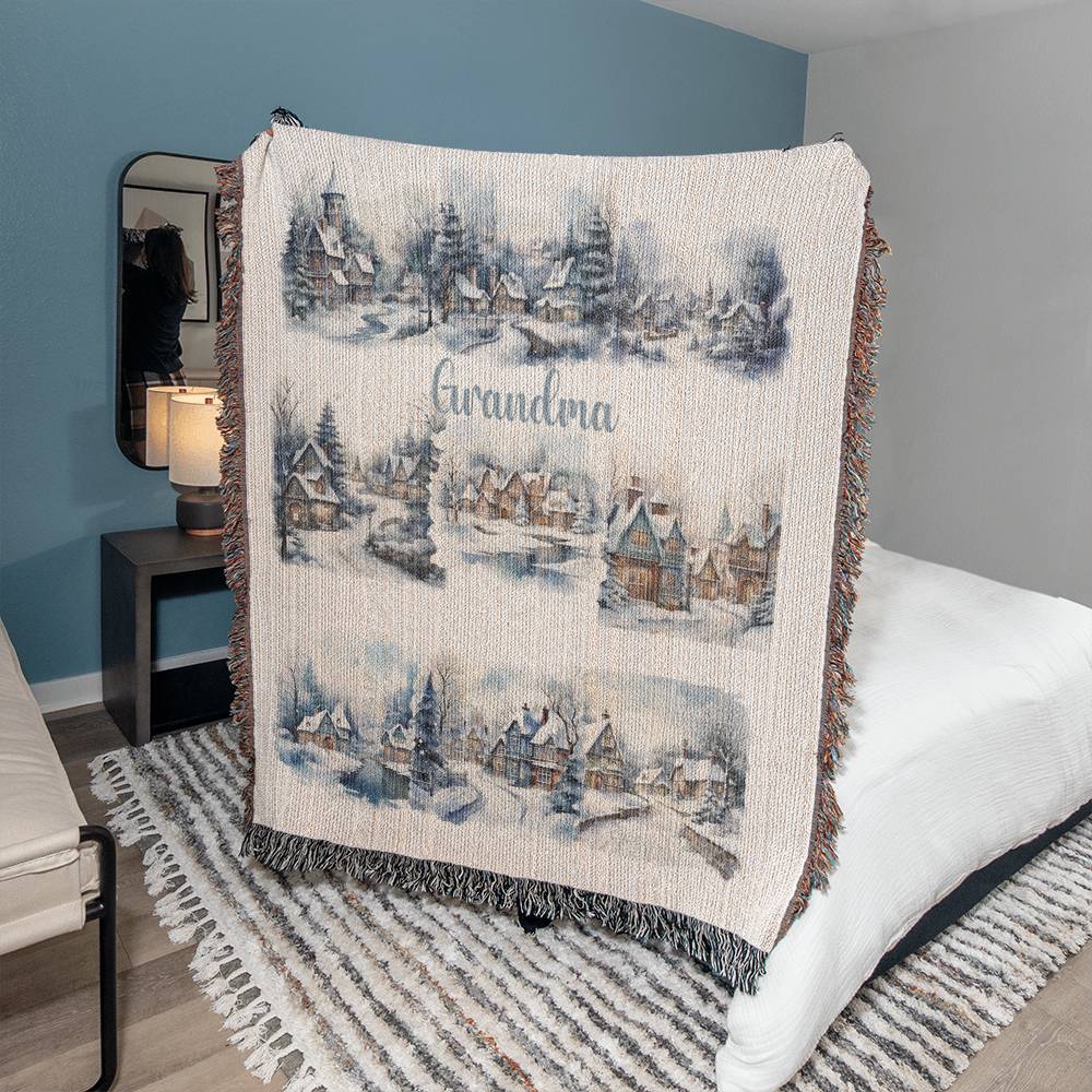 Winter Wonderland-A great gift for Grandma or any family member-Personalized this unique keepsake with our Heirloom Artwork Woven Blanket 69