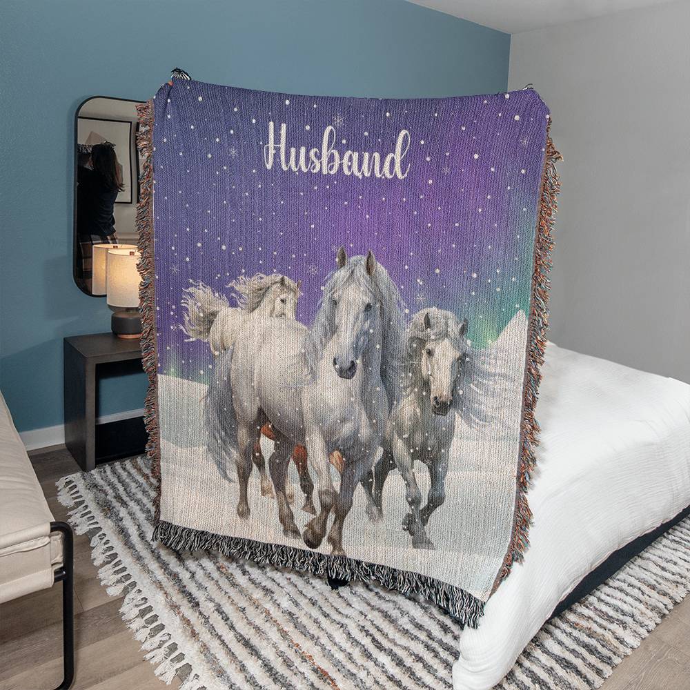 Wild Horses-A great gift for Grandma or any family member-Personalized this unique keepsake with our Heirloom Artwork Woven Blanket 47