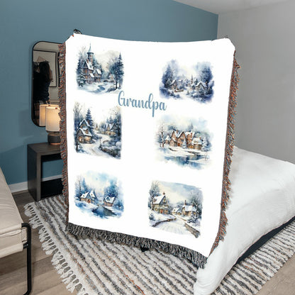 Winter Wonderland-A great gift for Grandpa or any family member-Personalized this unique keepsake with our Heirloom Artwork Woven Blanket 67