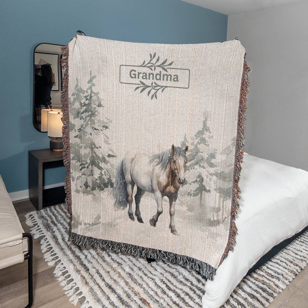 Wild Horse-A great gift for Grandma or any family member-Personalized this unique keepsake with our Heirloom Artwork Woven Blanket 43