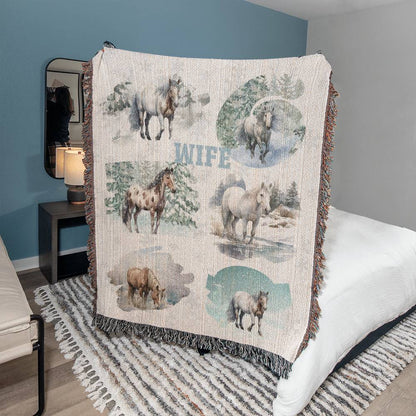 Wild Horses-A great gift for your wife or any family member-Personalized this unique keepsake with our Heirloom Artwork Woven Blanket 10