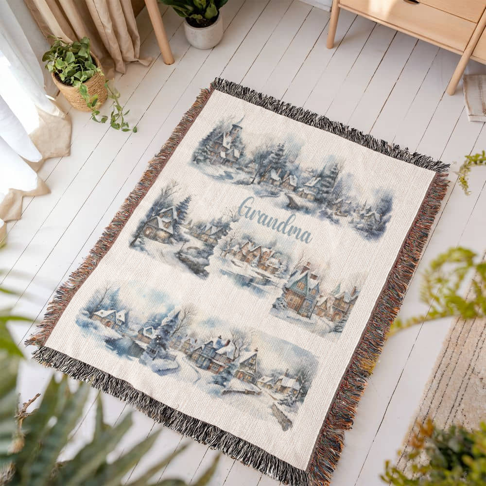 Winter Wonderland-A great gift for Grandma or any family member-Personalized this unique keepsake with our Heirloom Artwork Woven Blanket 69