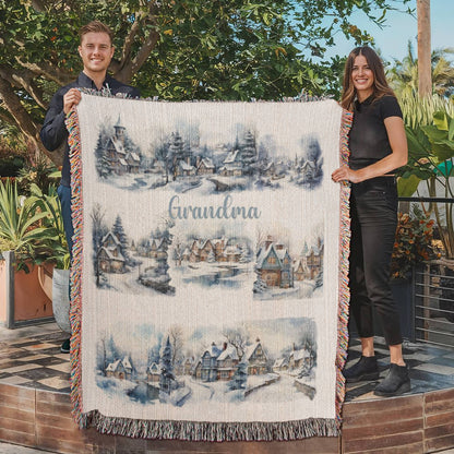 Winter Wonderland-A great gift for Grandma or any family member-Personalized this unique keepsake with our Heirloom Artwork Woven Blanket 69