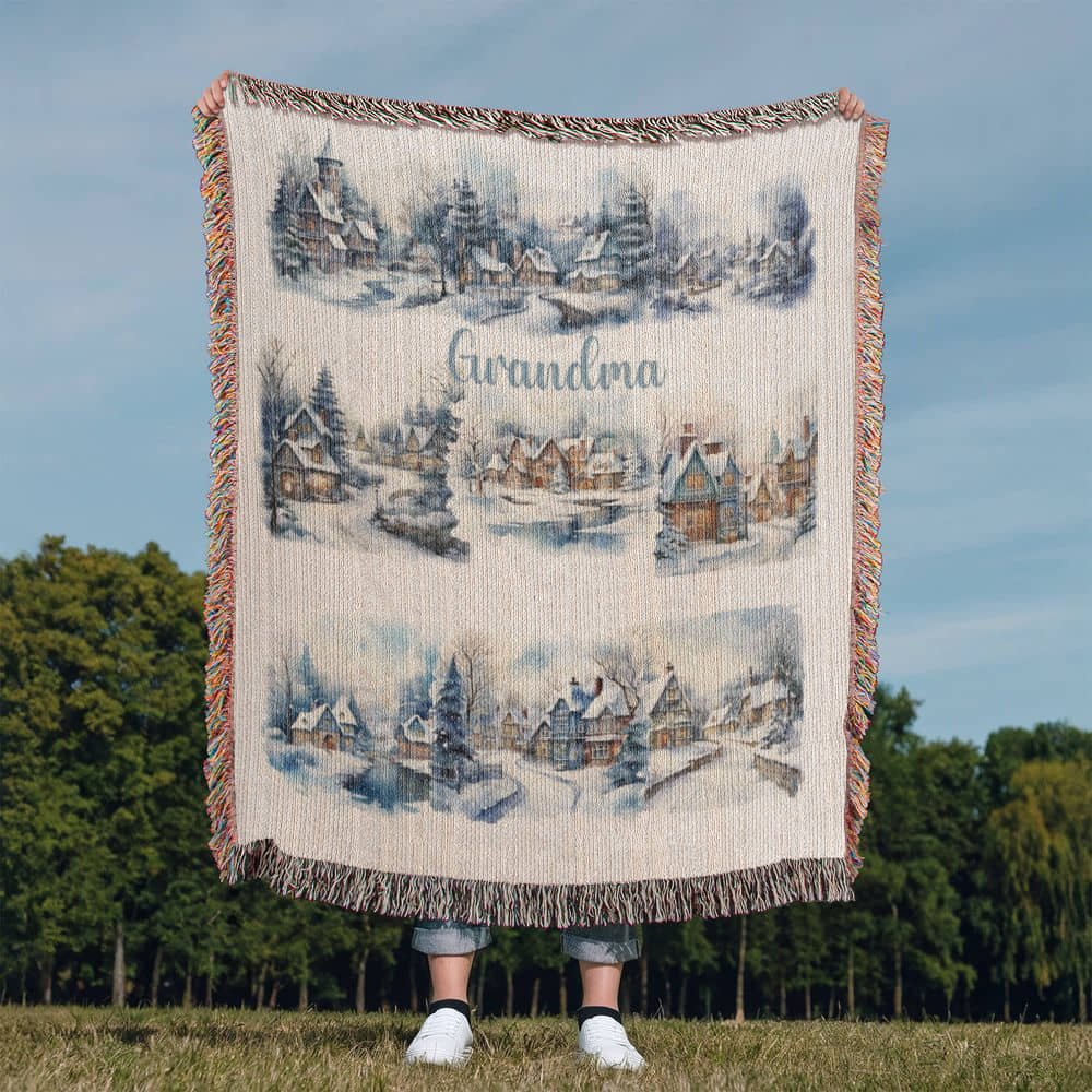 Winter Wonderland-A great gift for Grandma or any family member-Personalized this unique keepsake with our Heirloom Artwork Woven Blanket 69