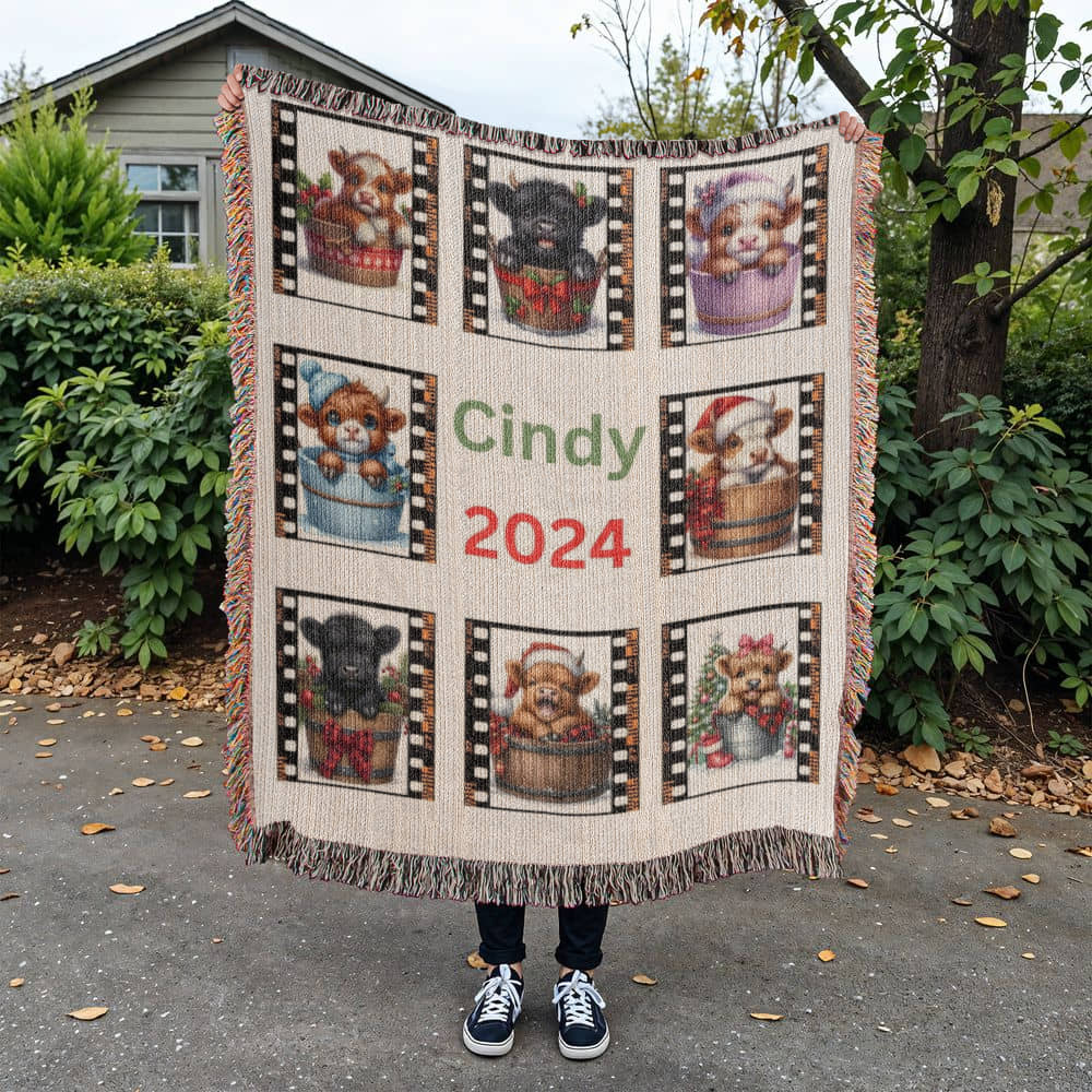 Highland Cows-A great gift for Grandma or any family member-Personalized this unique keepsake with our Heirloom Artwork Woven Blanket 19