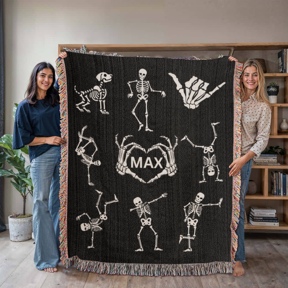 Skeletons-A great gift for him, her or any family member-Personalized this unique keepsake with our Heirloom Artwork Woven Blanket 32