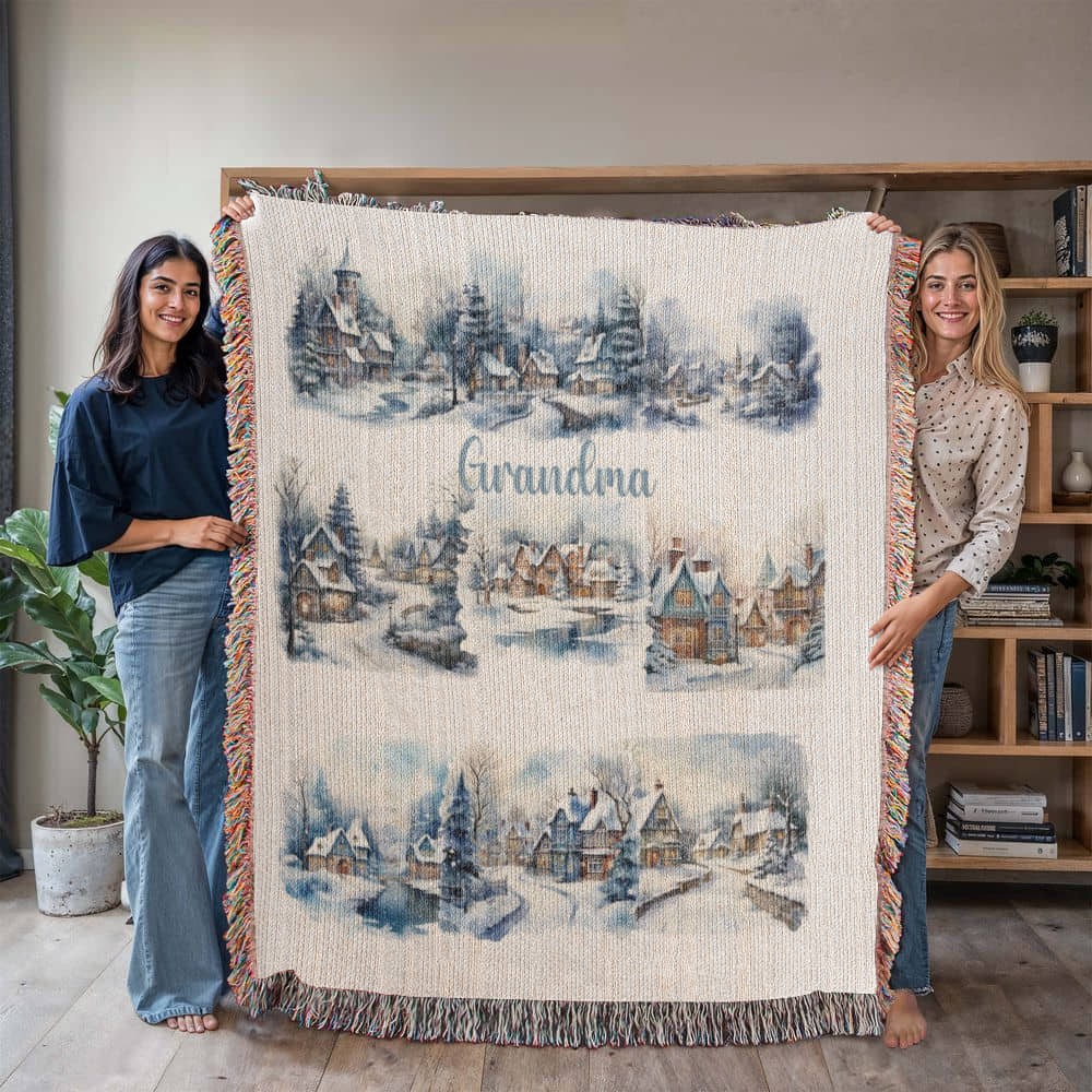 Winter Wonderland-A great gift for Grandma or any family member-Personalized this unique keepsake with our Heirloom Artwork Woven Blanket 69