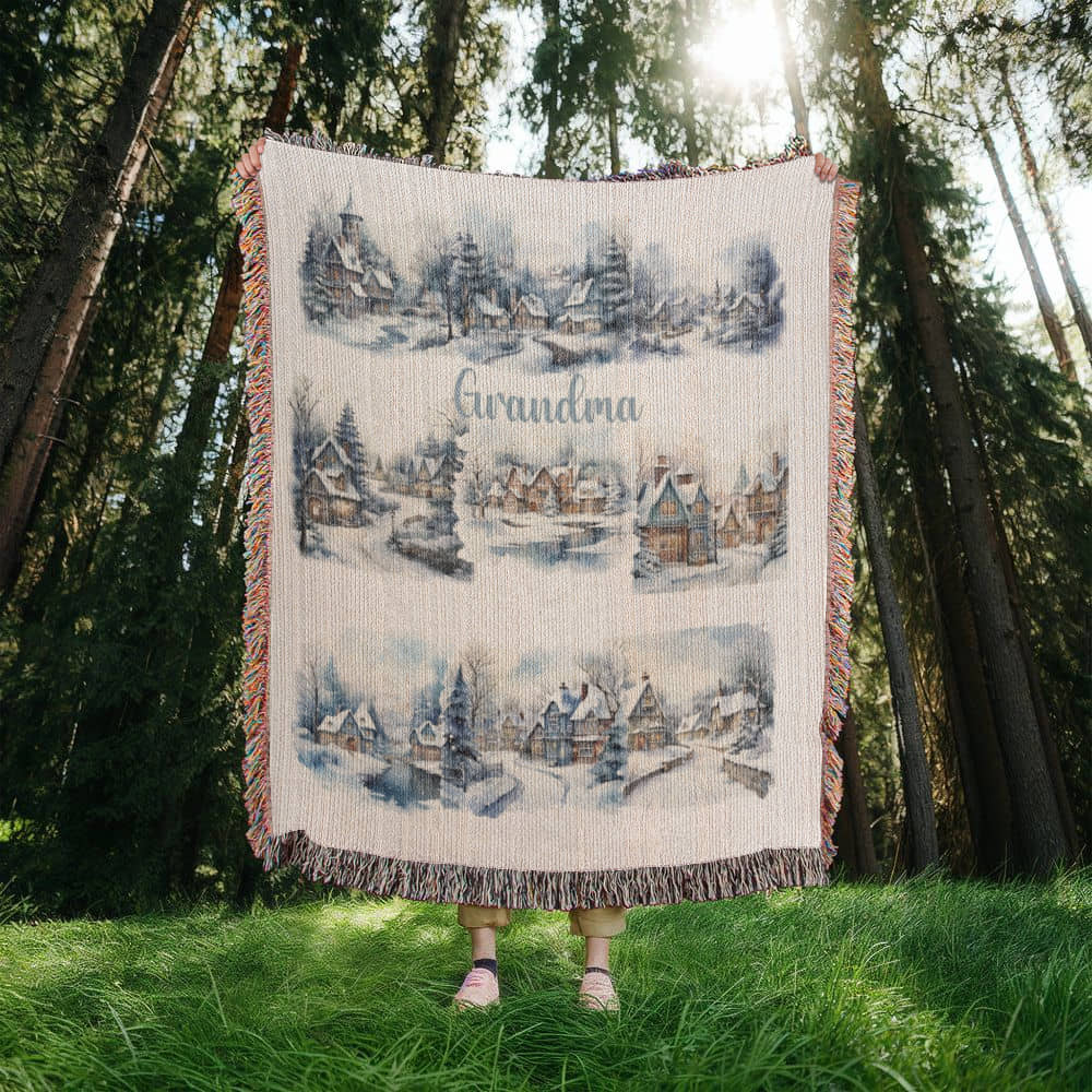 Winter Wonderland-A great gift for Grandma or any family member-Personalized this unique keepsake with our Heirloom Artwork Woven Blanket 69