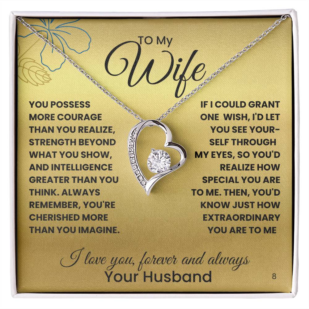 Wife-Your courage and strength-Personalized this dazzling Forever Love Necklace is sure to make her heart melt! 8