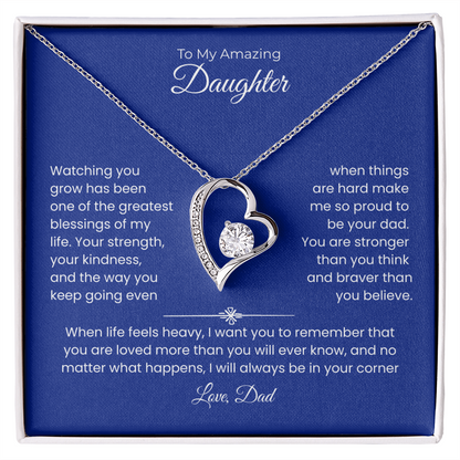Daughter Gift – Forever Love Necklace – Add Your Custom “From” Title (134)